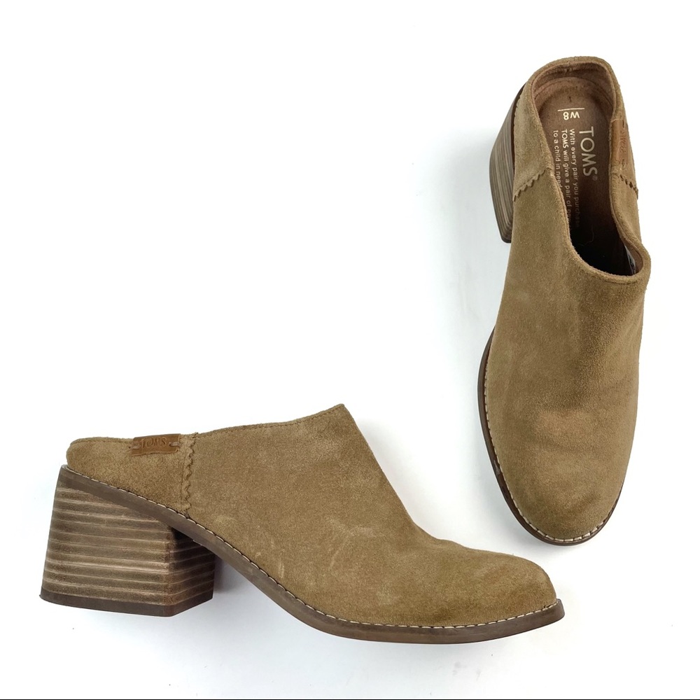 Toms Suede Leila Tan Mule Shoes 8